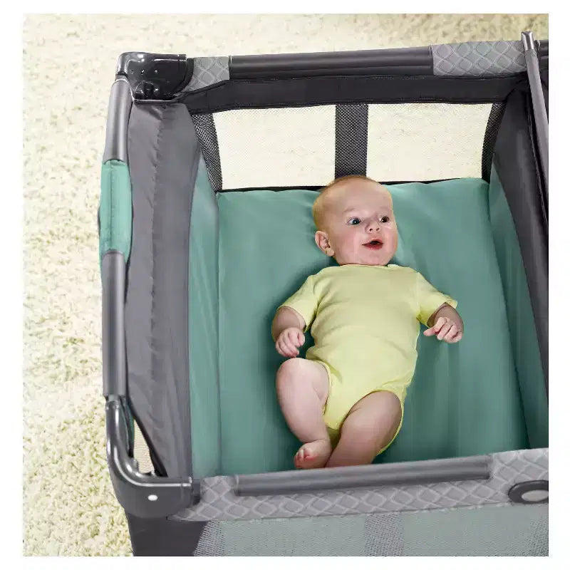 Graco Pack 'n Play Change 'n Carry Playard - Manor: Locking Wheels, Changing Table, Baby Mobile, Carrying Bag
