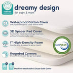 Hiccapop Playard Mattress - White: Medium Firm, High-Density Foam, 1.25-Inch Thickness, Removable Waterproof Cover