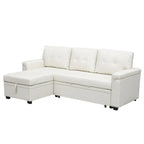 Divano componibile convertibile reversibile con letto estraibile, chaise longue con contenitore nascosto e gambe durevoli