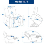 Poltrona Reclinabile Power Lift con Massaggio e Calore, Poltrone Reclinabili Larghe Imbottite Lazy Boy con USB, Porte Type C e 2 Portabicchieri in Acciaio