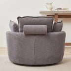 Poltrona girevole oversize con pouf contenitore Moon con 4 cuscini