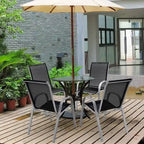 4 Pieces Stackable Patio Dining Chairs Set with Armrest - 29 x 21.5 x 35.5 (L x W x H)