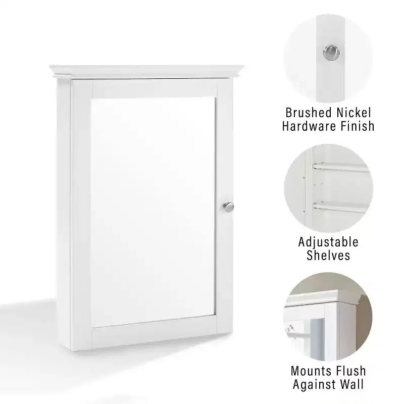 Crosley Lydia Wall Cabinet with Mirror Warm White