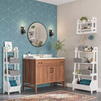 RiverRidge Amery, Scaffali a scaletta e da esposizione a 4 ripiani da 33 cm con contenitore organizer, colore: bianco