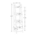 RiverRidge Amery, Scaffali a scaletta e da esposizione a 4 ripiani da 33 cm con contenitore organizer, colore: bianco