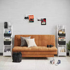 RiverRidge Amery, Scaffali a scaletta e da esposizione a 4 ripiani da 33 cm con contenitore organizer, colore: bianco