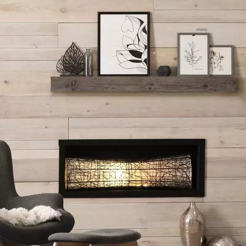8" x 36" Large Rustic Wood Floating Wall Shelf Gray - American Art Decor