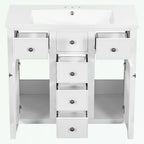 Mobile bagno con lavabo in ceramica, due ante e cinque cassetti