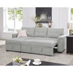 Divano componibile convertibile reversibile con letto estraibile, chaise longue con contenitore nascosto e gambe durevoli