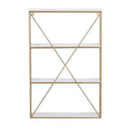 Olivia & May 24"x16" Wooden 4 Shelves Wall Gold : Polished MDF, No Assembly, Luxury Glam Decor Style