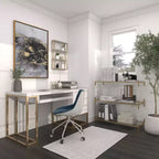 Olivia & May 24"x16" Wooden 4 Shelves Wall Gold : Polished MDF, No Assembly, Luxury Glam Decor Style