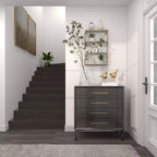 Olivia & May 24"x16" Wooden 4 Shelves Wall Gold : Polished MDF, No Assembly, Luxury Glam Decor Style