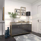 Olivia & May 24"x16" Wooden 4 Shelves Wall Gold : Polished MDF, No Assembly, Luxury Glam Decor Style