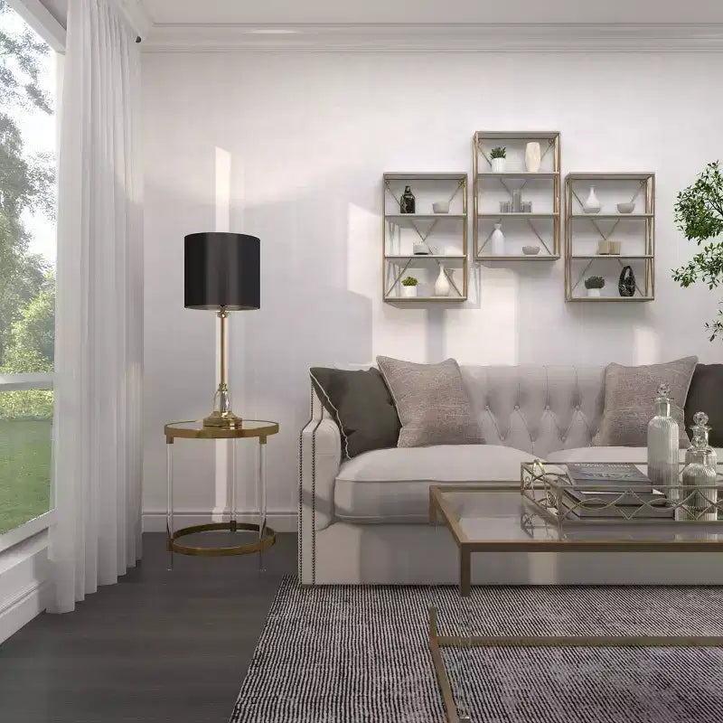 Olivia & May 24"x16" Wooden 4 Shelves Wall Gold : Polished MDF, No Assembly, Luxury Glam Decor Style