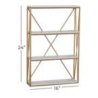 Olivia & May 24"x16" Wooden 4 Shelves Wall Gold : Polished MDF, No Assembly, Luxury Glam Decor Style