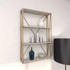 Olivia & May 24"x16" Wooden 4 Shelves Wall Gold : Polished MDF, No Assembly, Luxury Glam Decor Style