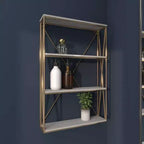 Olivia & May 24"x16" Wooden 4 Shelves Wall Gold : Polished MDF, No Assembly, Luxury Glam Decor Style