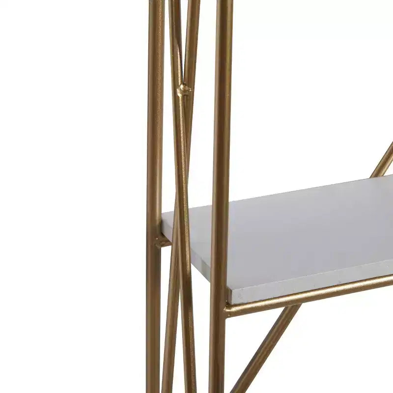 Olivia & May 24"x16" Wooden 4 Shelves Wall Gold : Polished MDF, No Assembly, Luxury Glam Decor Style