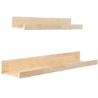 Olivia & May Set of 2 Wood 2 Shelves Room Wall Shelf with Lip Light Brown