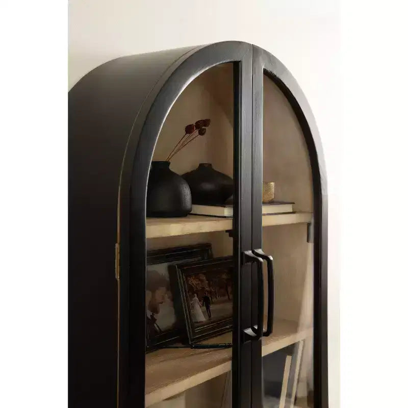 Kate & Laurel All Things Decor 21"x30" Arcott Arch Wall Cabinet Black