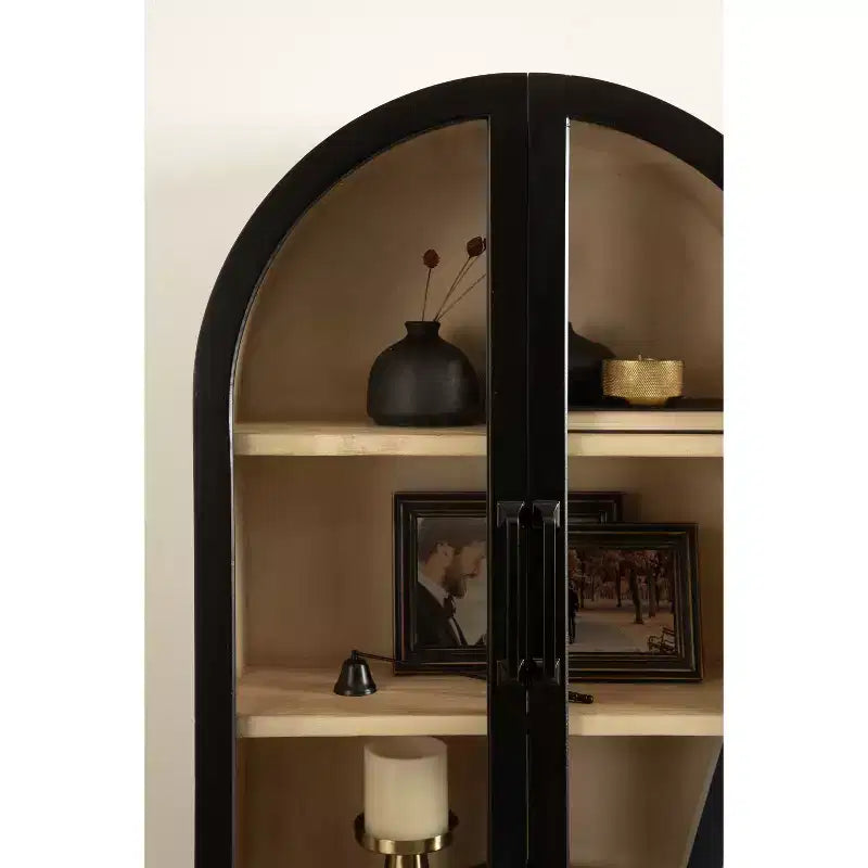 Kate & Laurel All Things Decor 21"x30" Arcott Arch Wall Cabinet Black