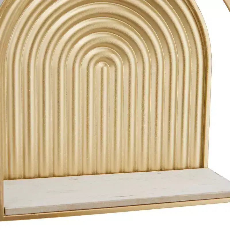 Set di 2 mensole a muro ad arco in metallo dorato - CosmoLiving by Cosmopolitan: Finitura satinata, nessun assemblaggio richiesto, struttura in ferro