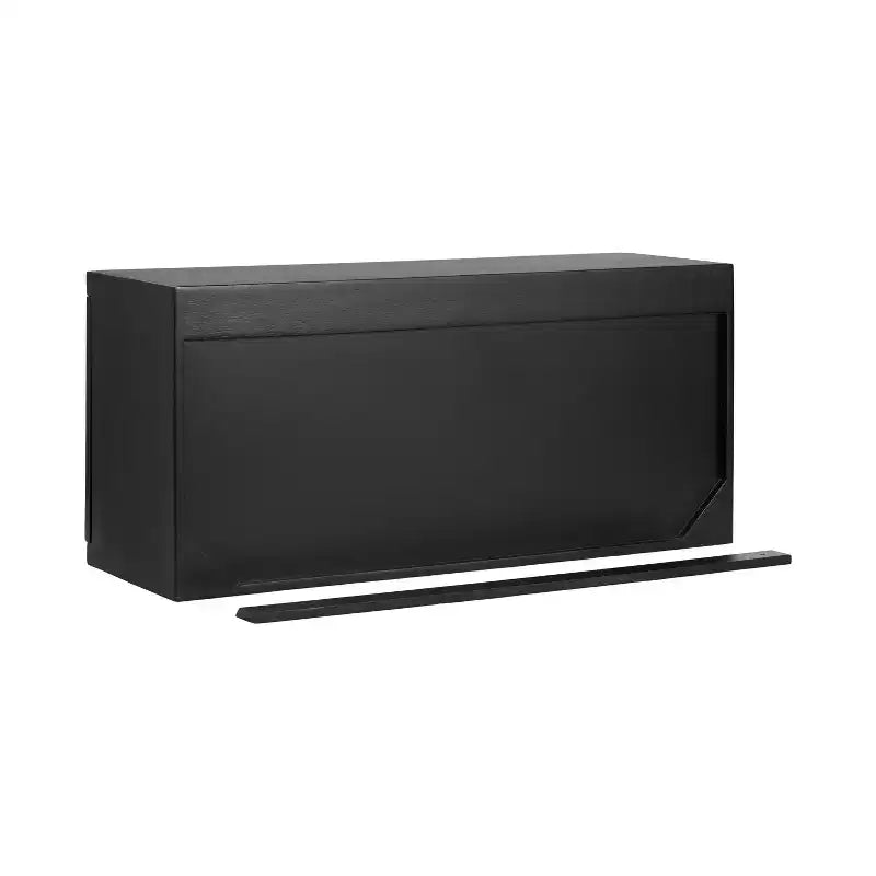 Kate & Laurel All Things Decor 30"x10"x14" Furrow Short Wall Cabinet Black