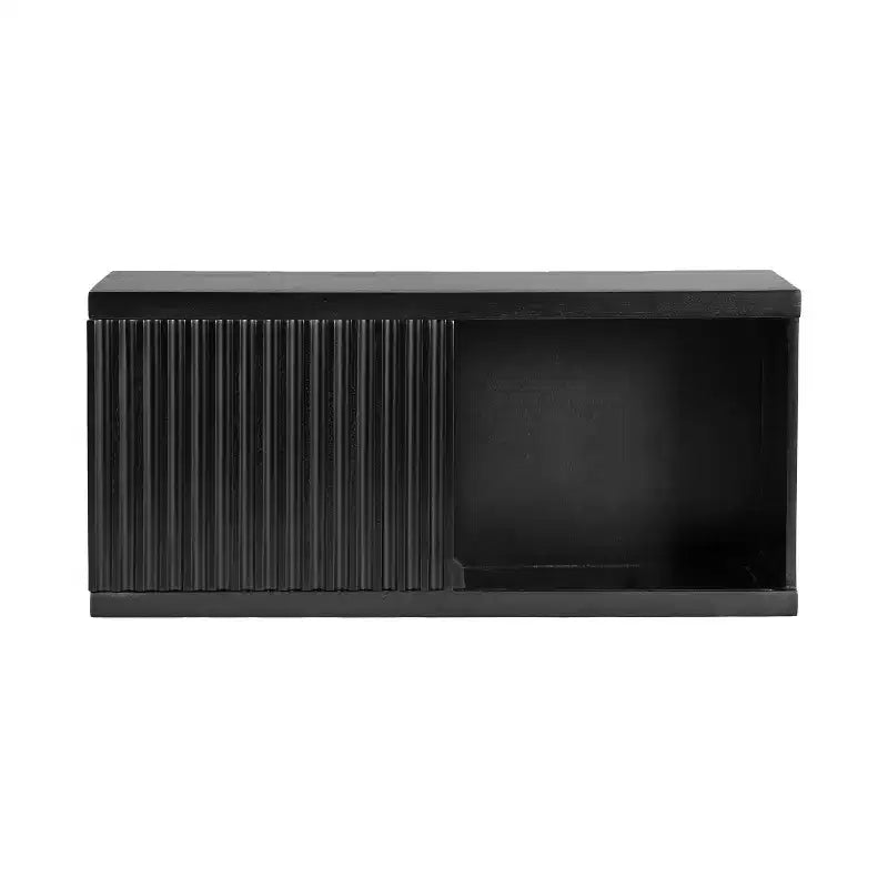 Kate & Laurel All Things Decor 30"x10"x14" Furrow Short Wall Cabinet Black