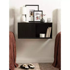 Kate & Laurel All Things Decor 30"x10"x14" Furrow Short Wall Cabinet Black