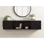 Kate & Laurel All Things Decor 30"x10"x14" Furrow Short Wall Cabinet Black