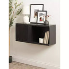 Kate & Laurel All Things Decor 30"x10"x14" Furrow Short Wall Cabinet Black