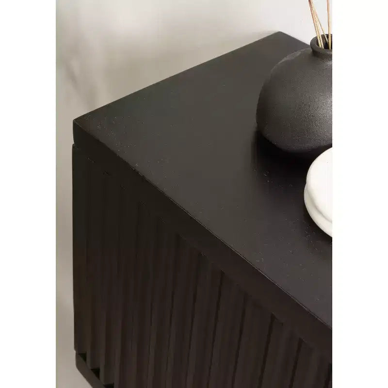 Kate & Laurel All Things Decor 30"x10"x14" Furrow Short Wall Cabinet Black