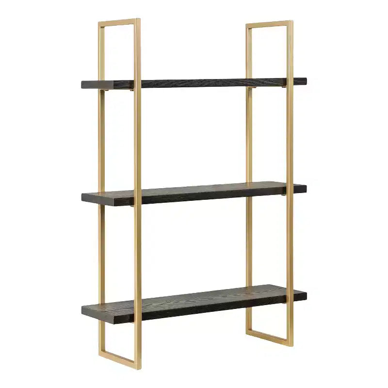 Kate & Laurel All Things Decor 20"x30" Leigh Wood and Metal Wall Shelf Black: Luxury Glam Style, 3-Tier Hanging Storage
