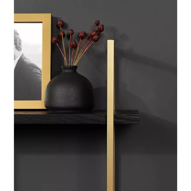 Kate & Laurel All Things Decor 20"x30" Leigh Wood and Metal Wall Shelf Black: Luxury Glam Style, 3-Tier Hanging Storage