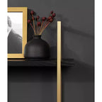 Kate & Laurel All Things Decor 20"x30" Leigh Wood and Metal Wall Shelf Black: Luxury Glam Style, 3-Tier Hanging Storage