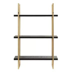 Kate & Laurel All Things Decor 20"x30" Leigh Wood and Metal Wall Shelf Black: Luxury Glam Style, 3-Tier Hanging Storage
