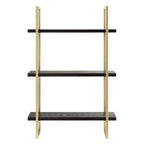 Kate & Laurel All Things Decor 20"x30" Leigh Wood and Metal Wall Shelf Black: Luxury Glam Style, 3-Tier Hanging Storage