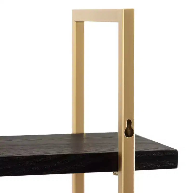 Kate & Laurel All Things Decor 20"x30" Leigh Wood and Metal Wall Shelf Black: Luxury Glam Style, 3-Tier Hanging Storage