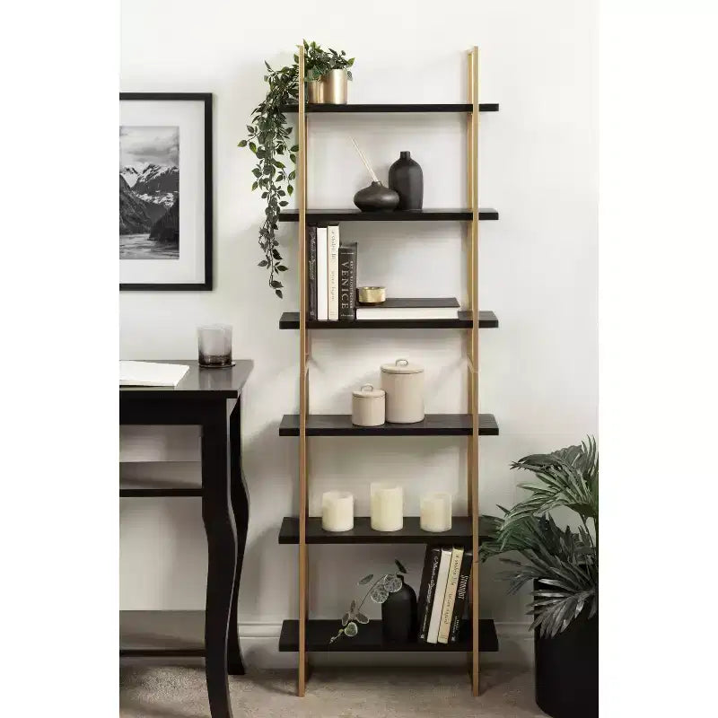 Kate & Laurel All Things Decor 20"x30" Leigh Wood and Metal Wall Shelf Black: Luxury Glam Style, 3-Tier Hanging Storage