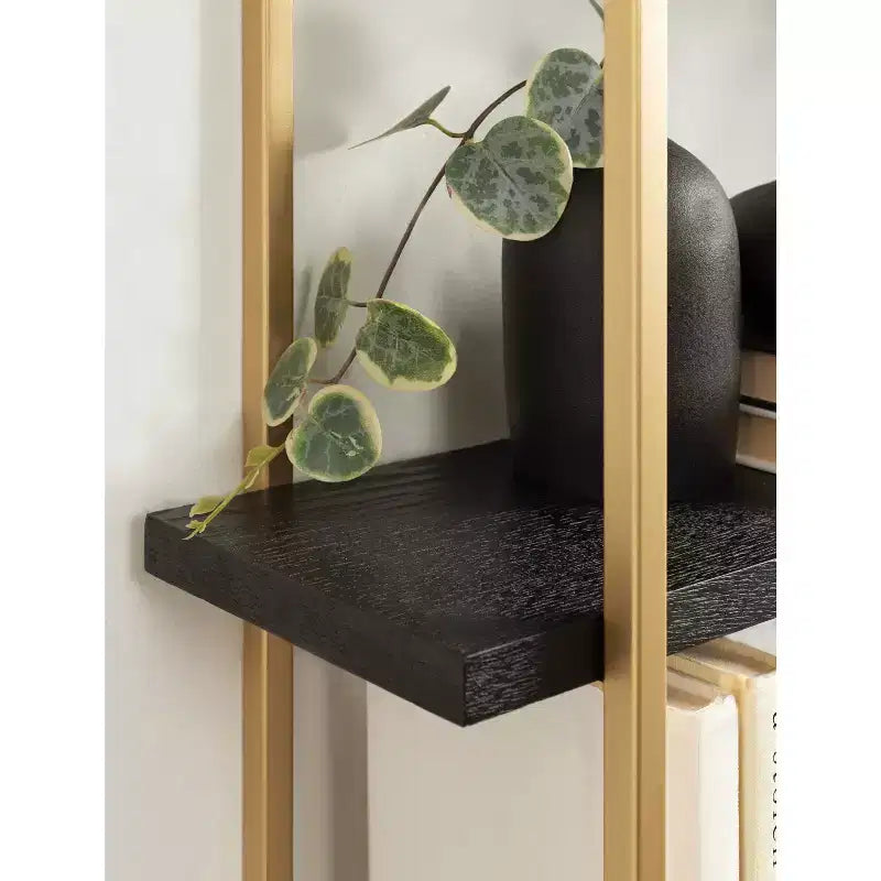 Kate & Laurel All Things Decor 20"x30" Leigh Wood and Metal Wall Shelf Black: Luxury Glam Style, 3-Tier Hanging Storage