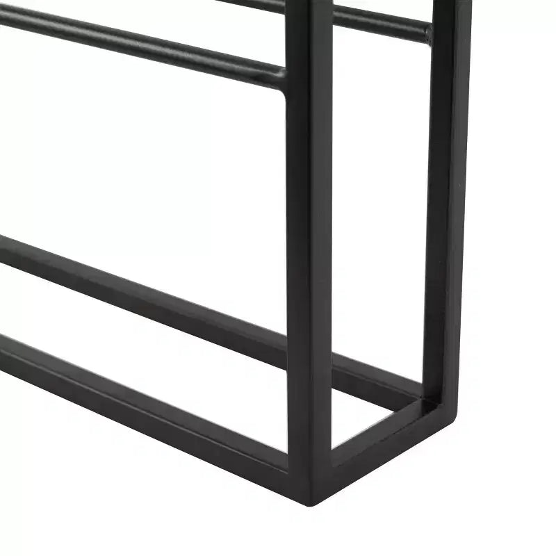 Cantinetta da parete minimalista in metallo da 43"x15" con 8 bottiglie e telaio a giorno nero - Olivia & May: Struttura in ferro, design salvaspazio