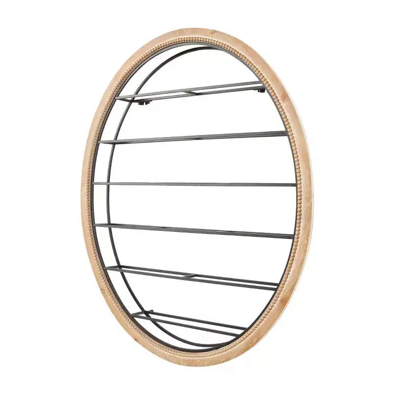 39"x39" Metal Oval 13 Bottle Wall Wine Rack with Beaded Frame Black - Olivia & May