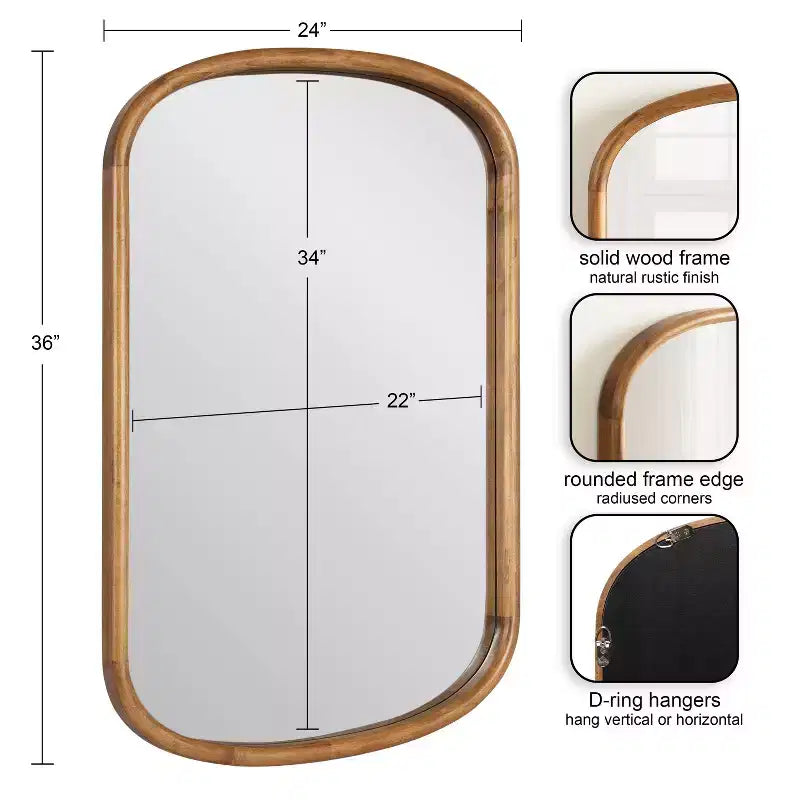 Kate & Laurel All Things Decor 24"X36" Talma Capsule Wall Mirror Rustic Brown