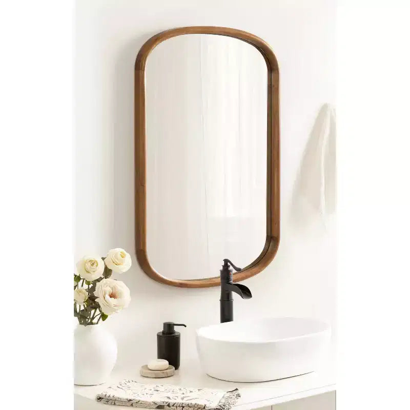 Kate & Laurel All Things Decor 24"X36" Talma Capsule Wall Mirror Rustic Brown