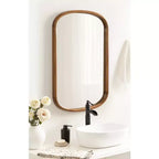 Kate & Laurel All Things Decor 24"X36" Talma Capsule Wall Mirror Rustic Brown