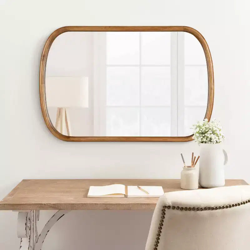 Kate & Laurel All Things Decor 24"X36" Talma Capsule Wall Mirror Rustic Brown
