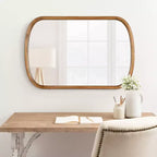 Kate & Laurel All Things Decor 24"X36" Talma Capsule Wall Mirror Rustic Brown