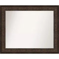 Amanti Art 34"x28" Non-Beveled Ridge Bronze Wall Mirror : Rectangle, Modern Style, Polystyrene Frame