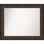 Amanti Art 34"x28" Non-Beveled Ridge Bronze Wall Mirror : Rectangle, Modern Style, Polystyrene Frame