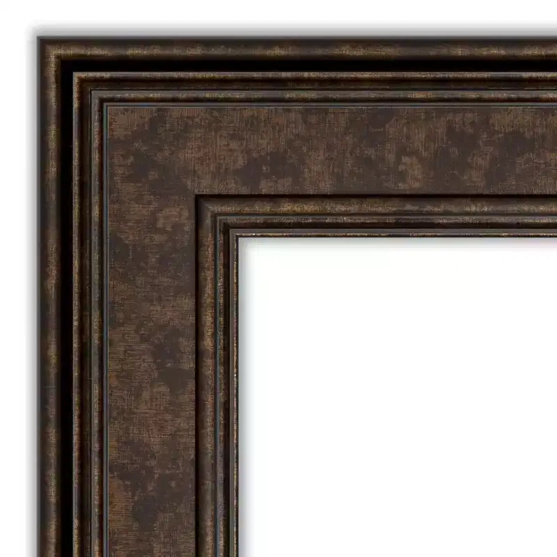 Amanti Art 34"x28" Non-Beveled Ridge Bronze Wall Mirror : Rectangle, Modern Style, Polystyrene Frame